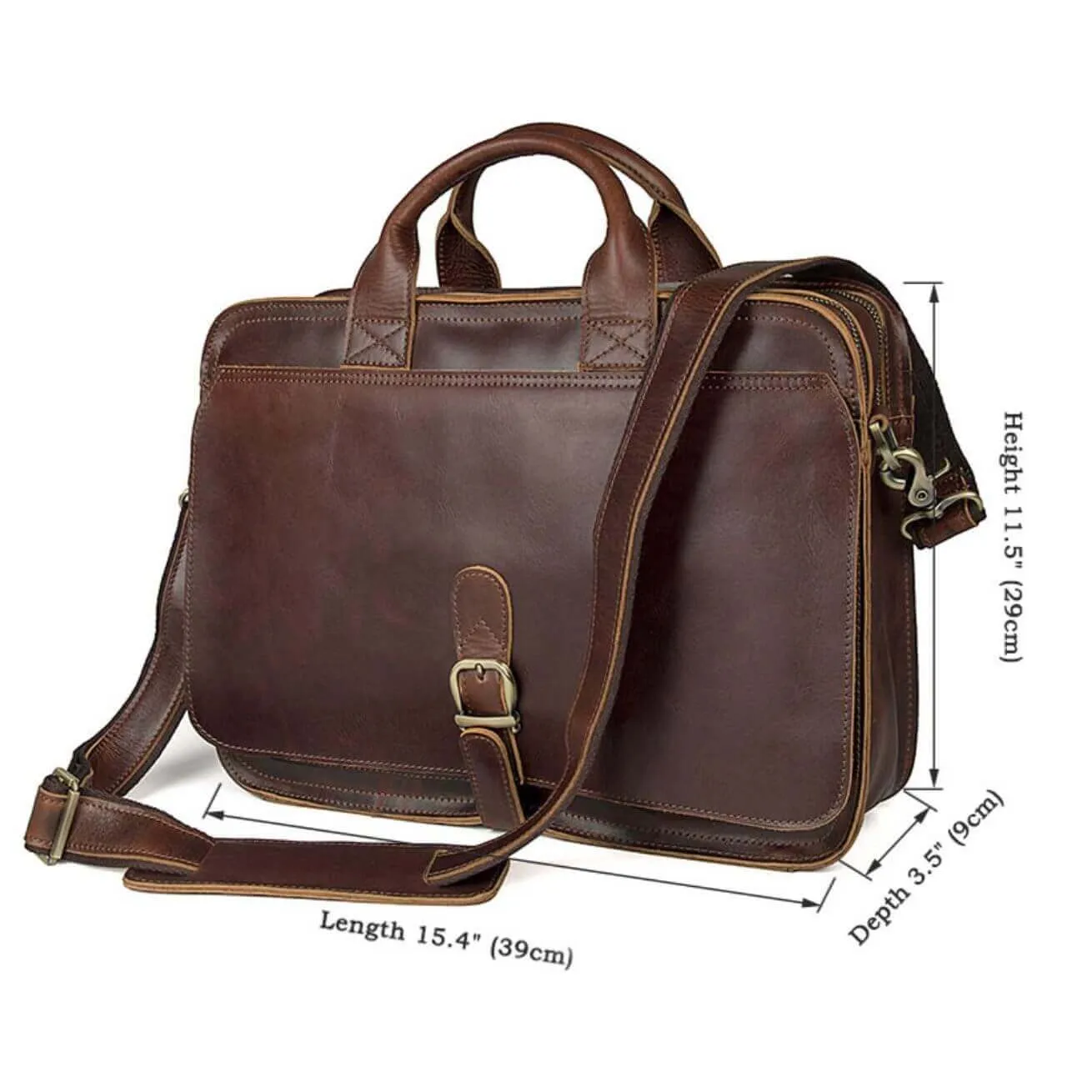 Vintage Leather Laptop Bag - Classic British Style