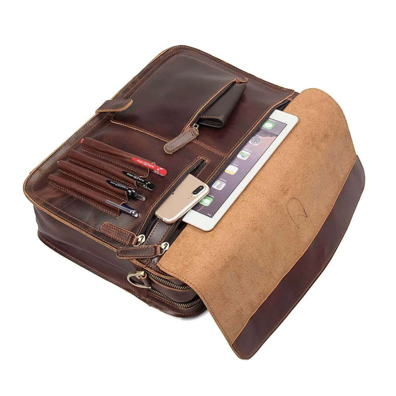 Vintage Leather Laptop Bag - Classic British Style