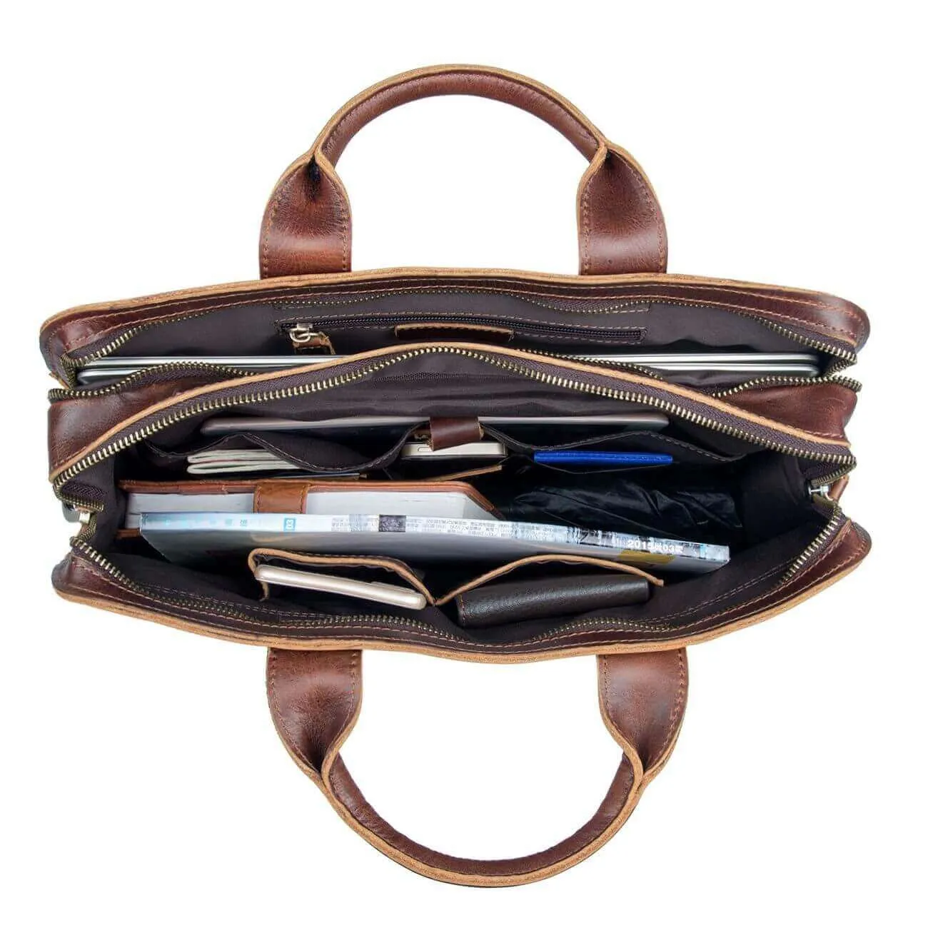 Vintage Leather Laptop Bag - Classic British Style
