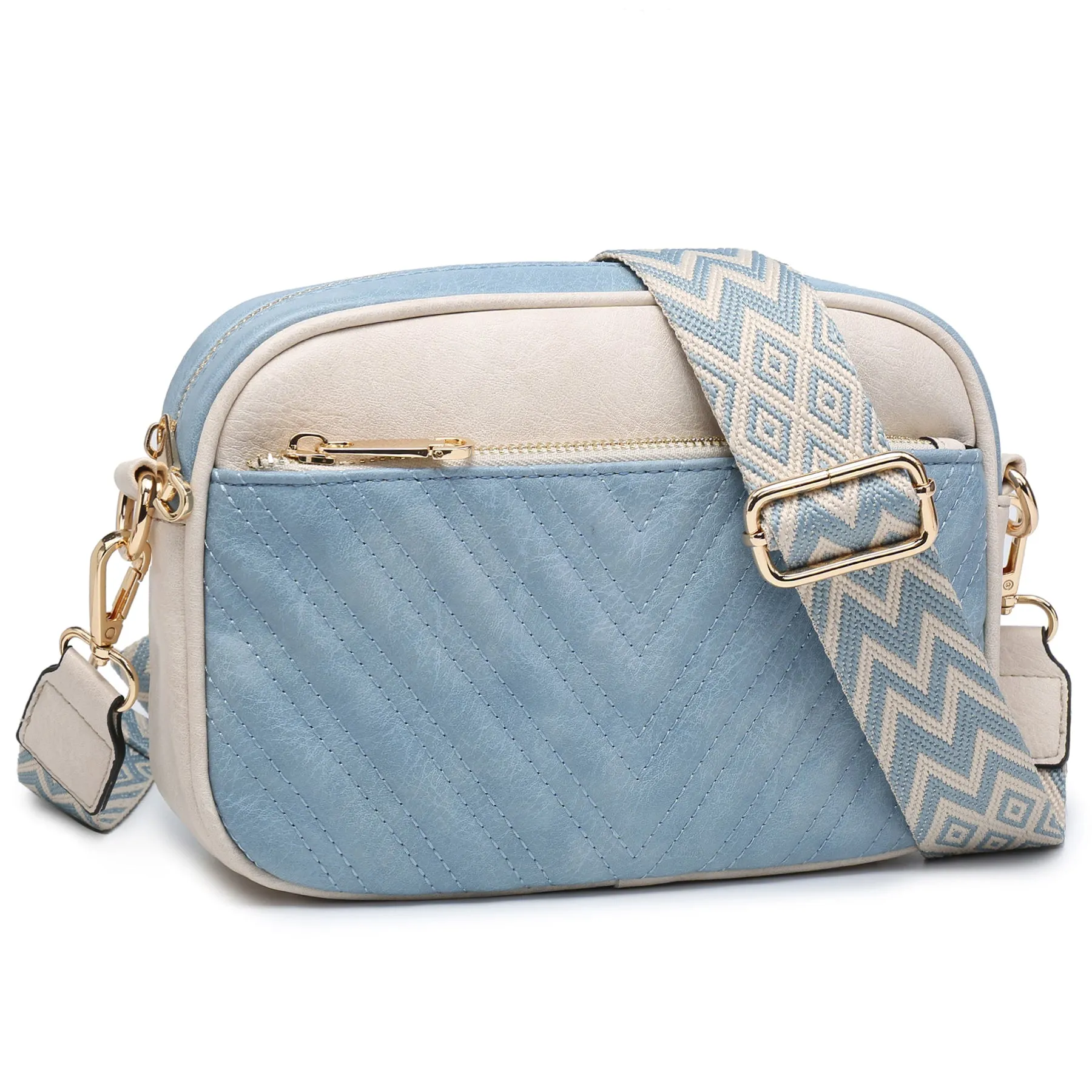 VONMAY Women Quilted Crossbody Bags Vegan Leather Purses Handbags Small Shoulder Bag with Stylish Wide Strap