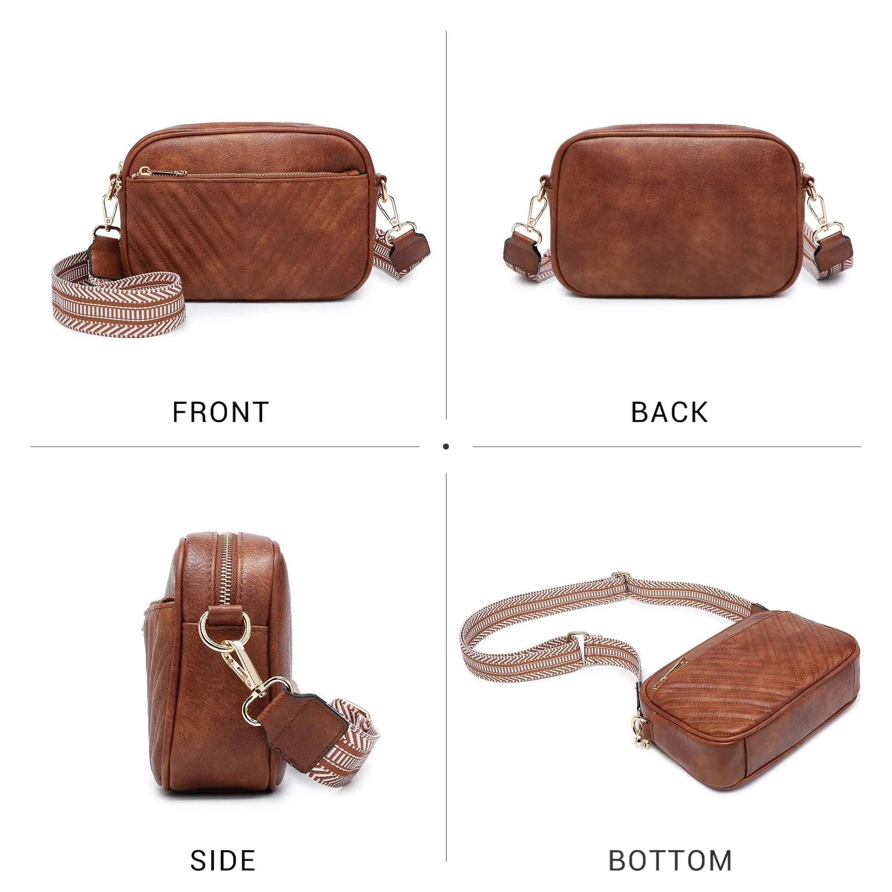 VONMAY Women Quilted Crossbody Bags Vegan Leather Purses Handbags Small Shoulder Bag with Stylish Wide Strap