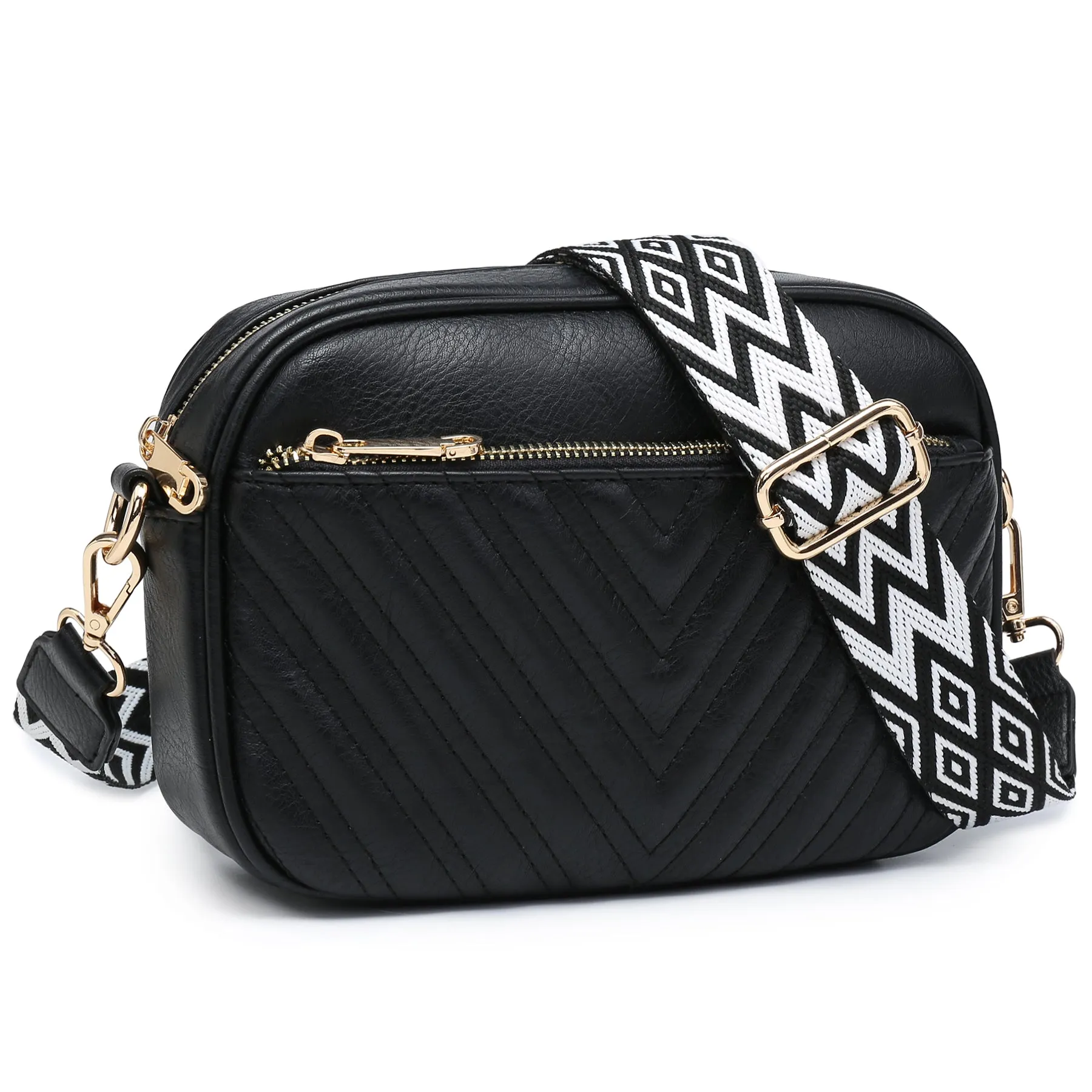 VONMAY Women Quilted Crossbody Bags Vegan Leather Purses Handbags Small Shoulder Bag with Stylish Wide Strap