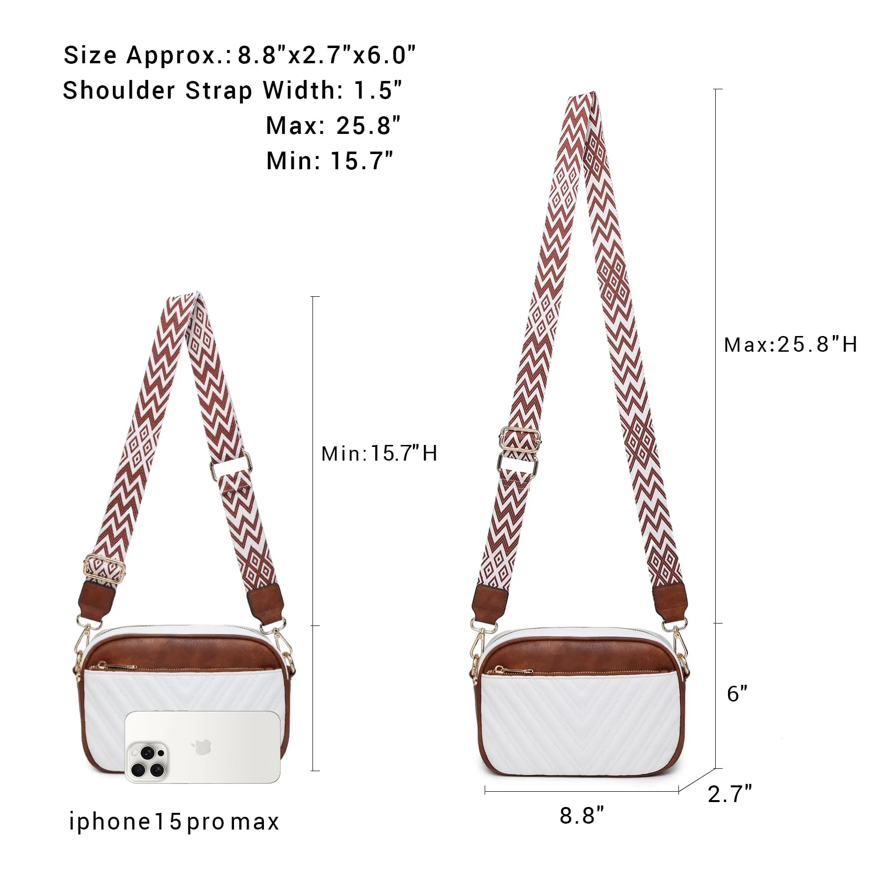 VONMAY Women Quilted Crossbody Bags Vegan Leather Purses Handbags Small Shoulder Bag with Stylish Wide Strap