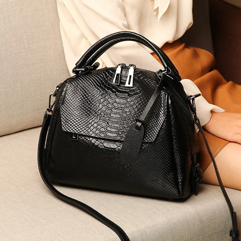 Vvsha 2022 new trendy messenger bag fashion autumn and winter luxury crocodile pattern large capacity leather handbag shoulder bag