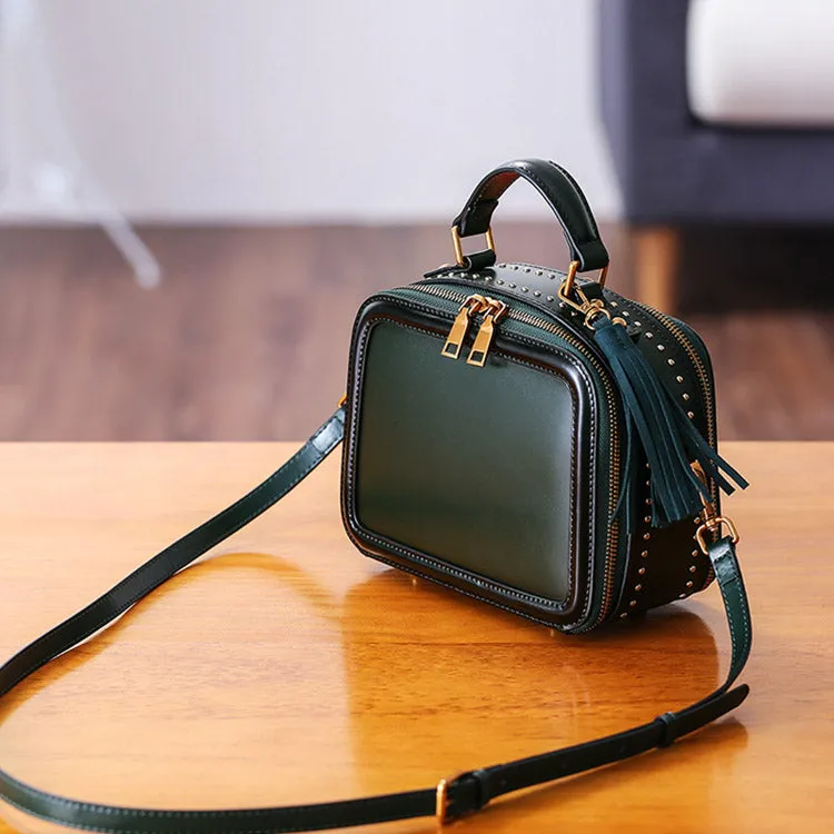 Women Genuine Leather Crossbody Bags Cube Bag Shoulder Bag Purses
