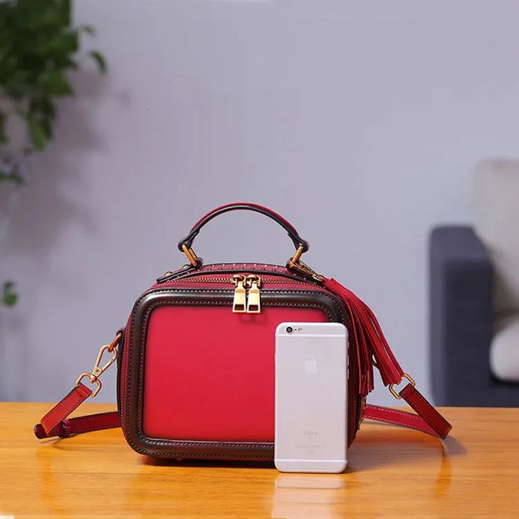Women Genuine Leather Crossbody Bags Cube Bag Shoulder Bag Purses