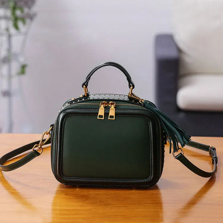Women Genuine Leather Crossbody Bags Cube Bag Shoulder Bag Purses