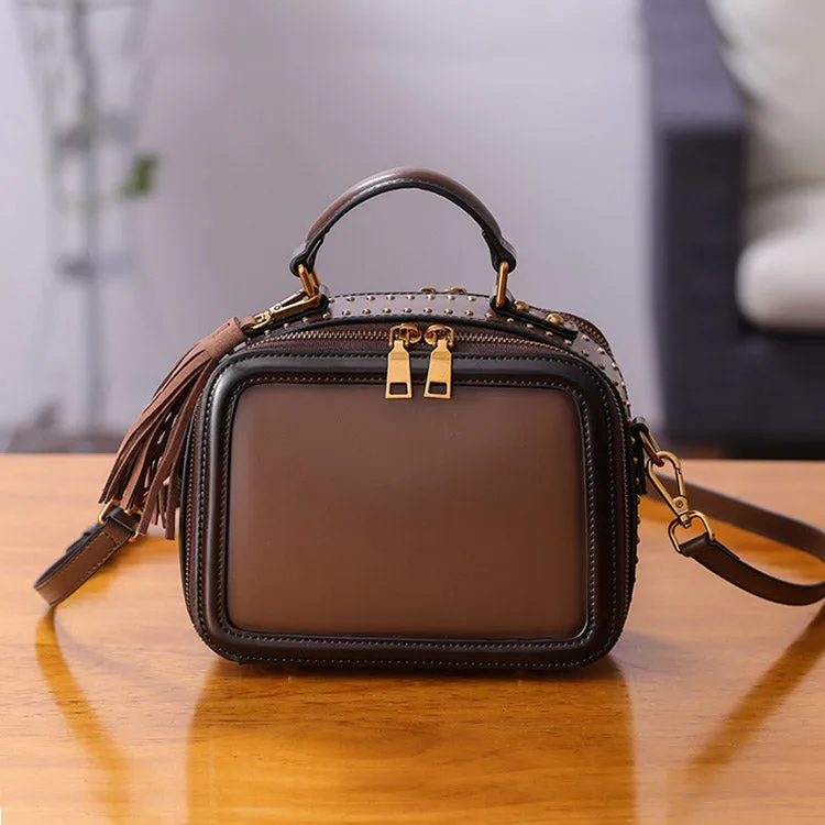 Women Genuine Leather Crossbody Bags Cube Bag Shoulder Bag Purses