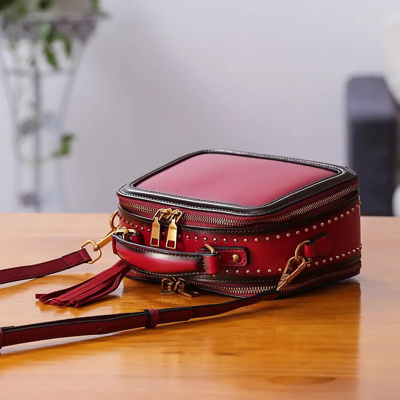 Women Genuine Leather Crossbody Bags Cube Bag Shoulder Bag Purses