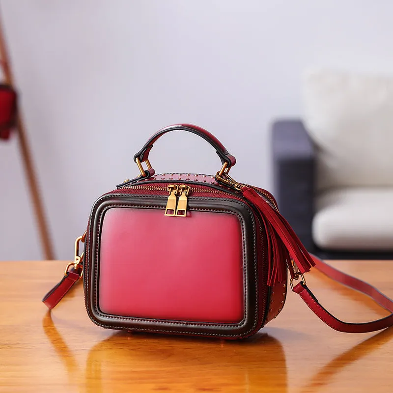 Women Genuine Leather Crossbody Bags Cube Bag Shoulder Bag Purses