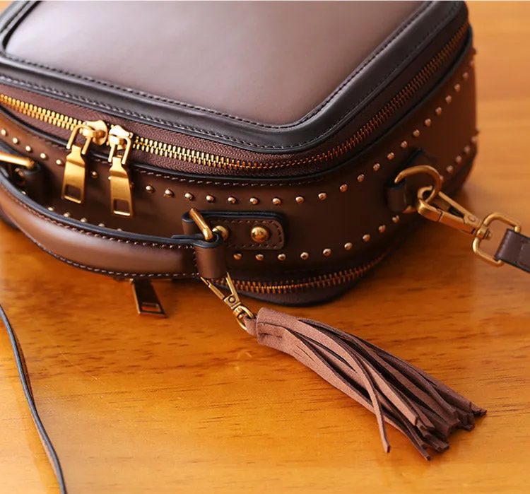 Women Genuine Leather Crossbody Bags Cube Bag Shoulder Bag Purses