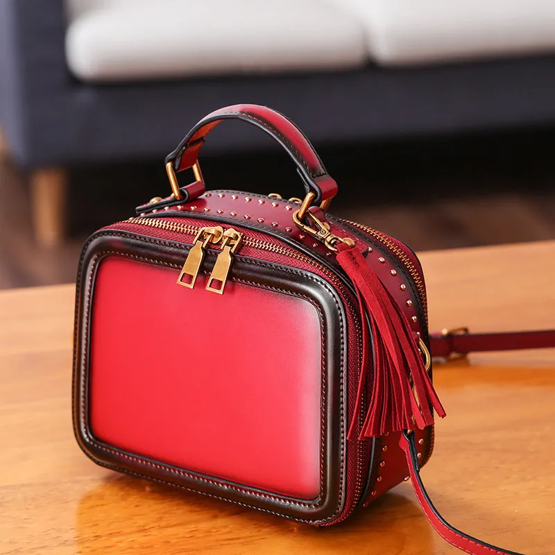 Women Genuine Leather Crossbody Bags Cube Bag Shoulder Bag Purses
