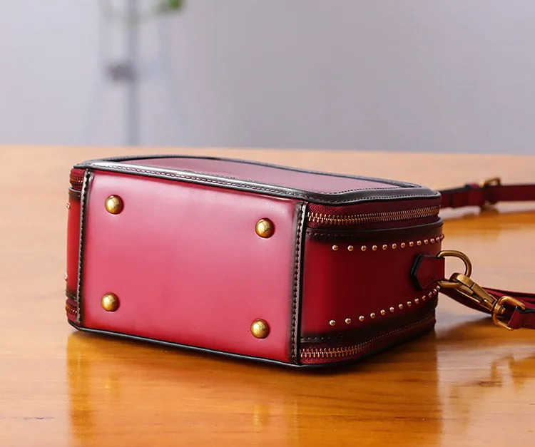 Women Genuine Leather Crossbody Bags Cube Bag Shoulder Bag Purses