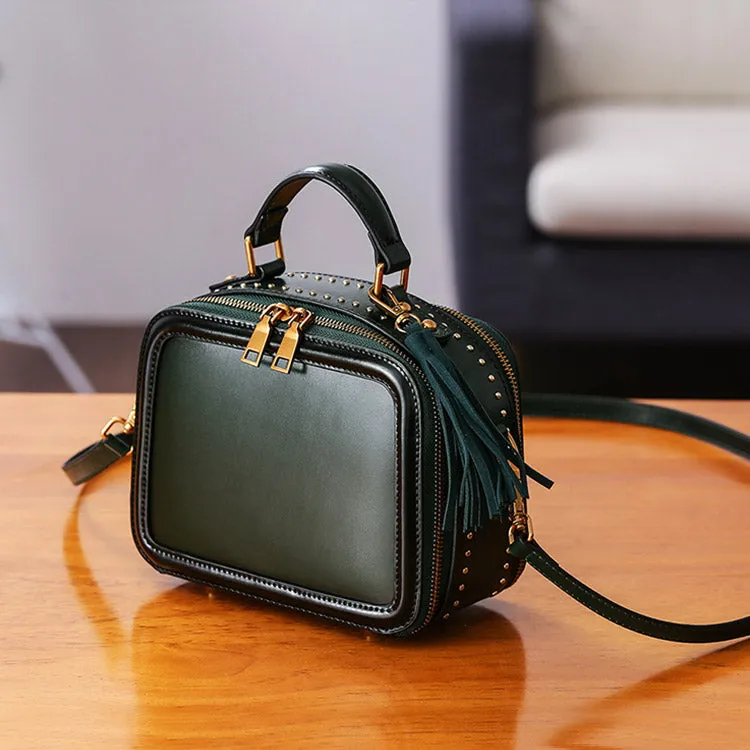 Women Genuine Leather Crossbody Bags Cube Bag Shoulder Bag Purses