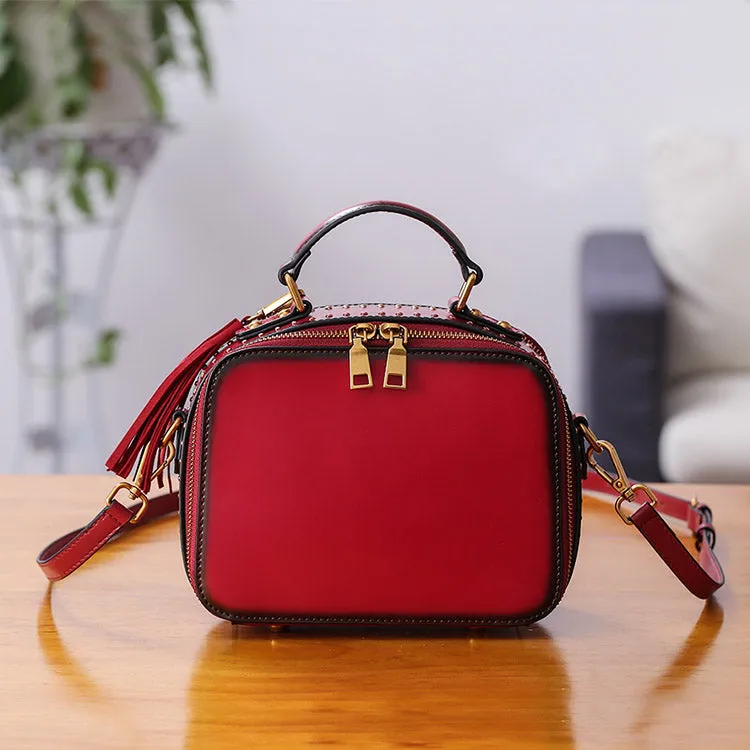 Women Genuine Leather Crossbody Bags Cube Bag Shoulder Bag Purses