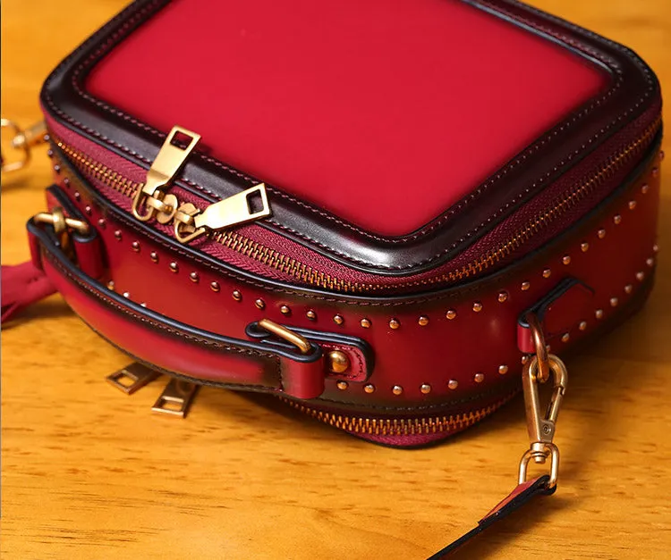 Women Genuine Leather Crossbody Bags Cube Bag Shoulder Bag Purses