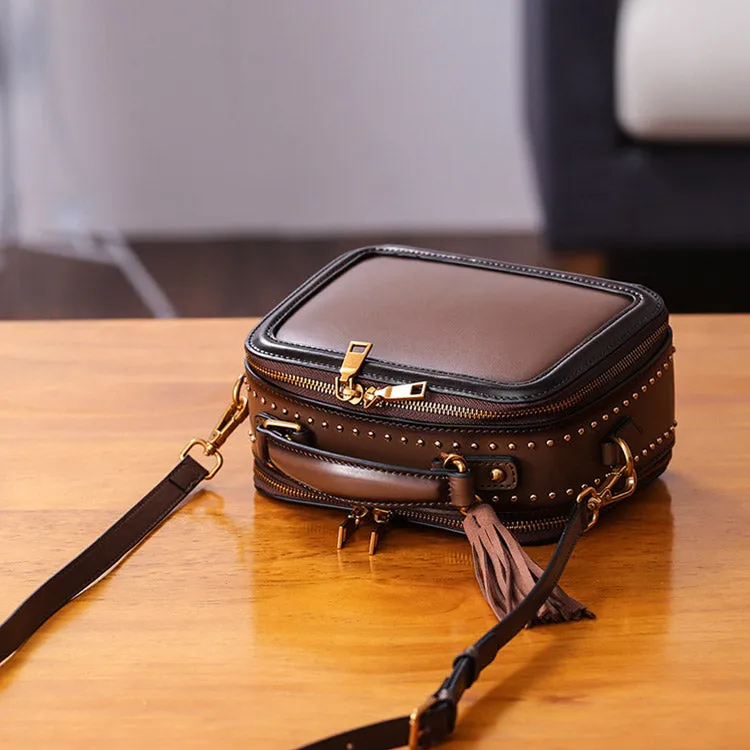 Women Genuine Leather Crossbody Bags Cube Bag Shoulder Bag Purses