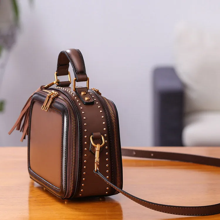 Women Genuine Leather Crossbody Bags Cube Bag Shoulder Bag Purses