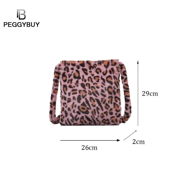Women Leopard Plush Vintage Large Capacity Shoulder Bag