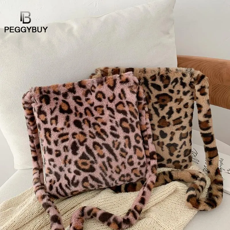 Women Leopard Plush Vintage Large Capacity Shoulder Bag