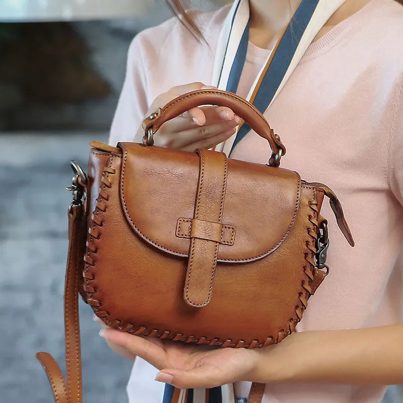 Womens Brown Leather Crossbody Bags Small Shoulder Bag for Women