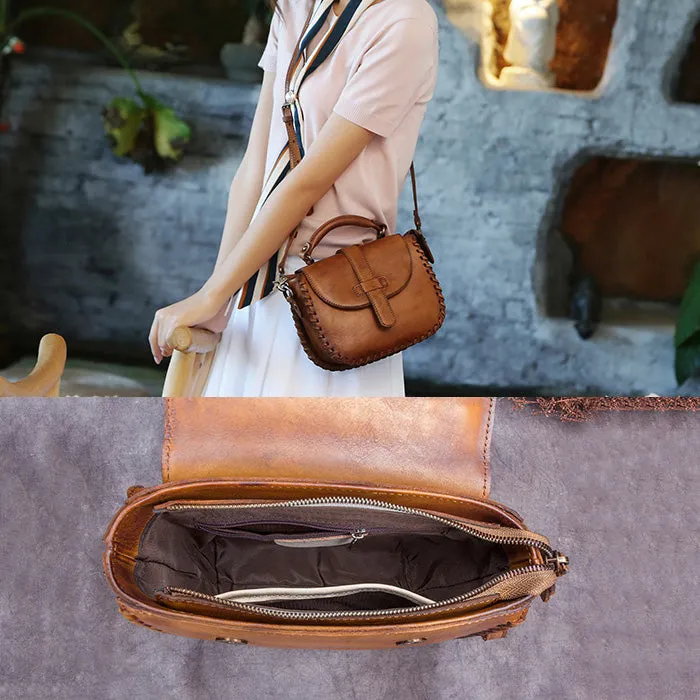 Womens Brown Leather Crossbody Bags Small Shoulder Bag for Women