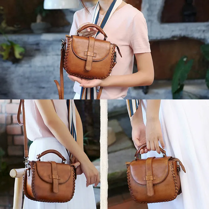 Womens Brown Leather Crossbody Bags Small Shoulder Bag for Women