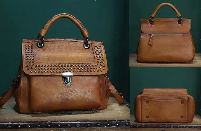 Womens Everyday Handbag Brown Leather Crossbody Bag