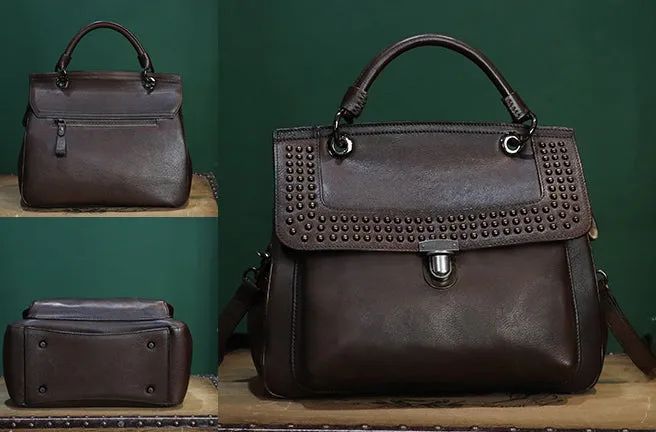 Womens Everyday Handbag Brown Leather Crossbody Bag