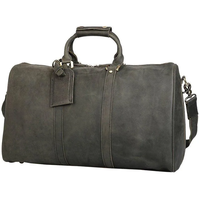 Woosir Handmade Full Grain Leather Duffle Bag Army Green